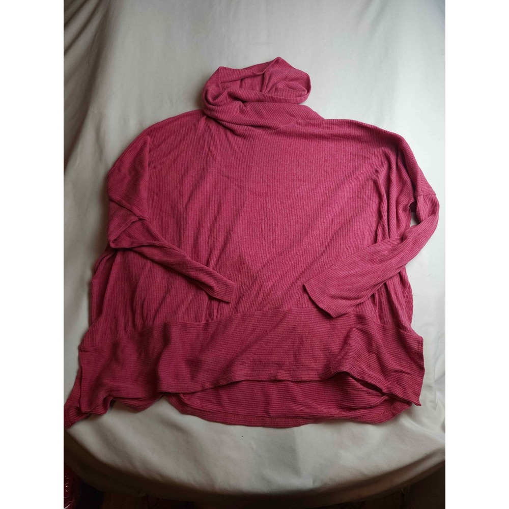 Entro Magenta Pink Cowl Neck Ribbed Knit Oversized Sweater 3XL